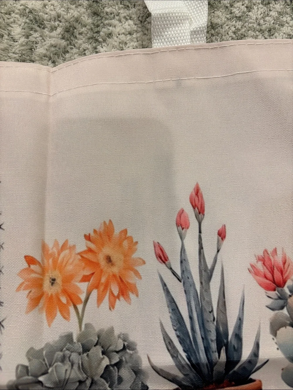Southwest Desert Botanical Potted Cactus Succulent Poly Canvas Tote Bag NWT